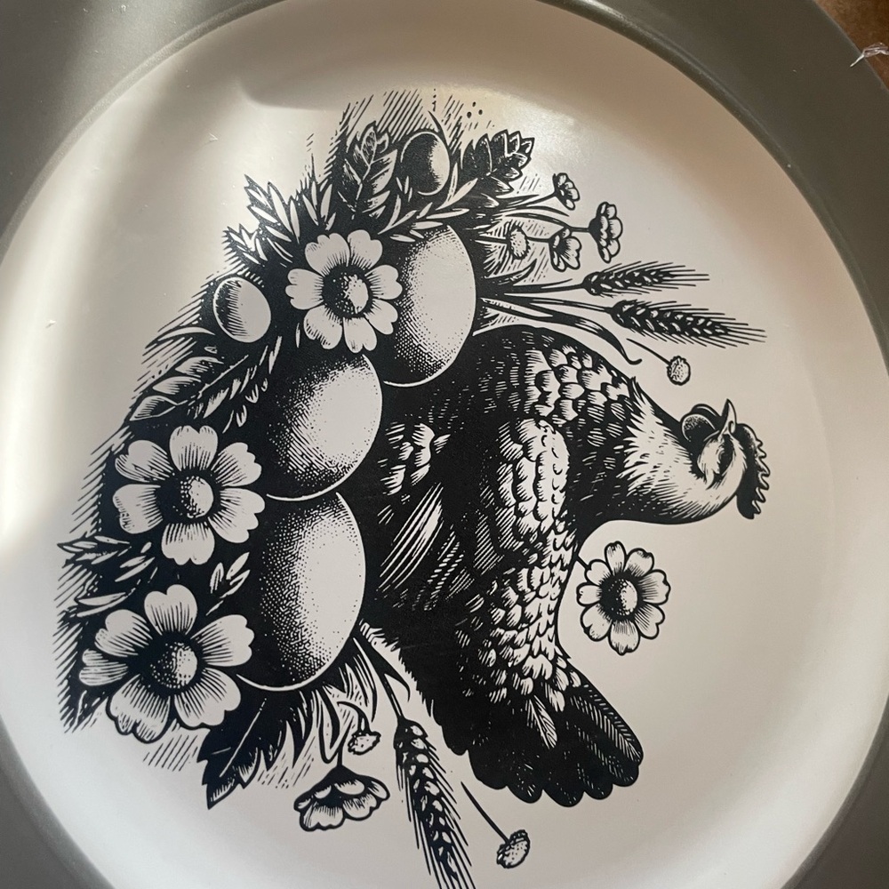 Vintage Black and White Decorative Plate